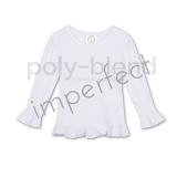 IMPERFECT *Sublimation Blanks* Blank Girl's Long Sleeve Ruffle Tee Shirt - Poly Blend